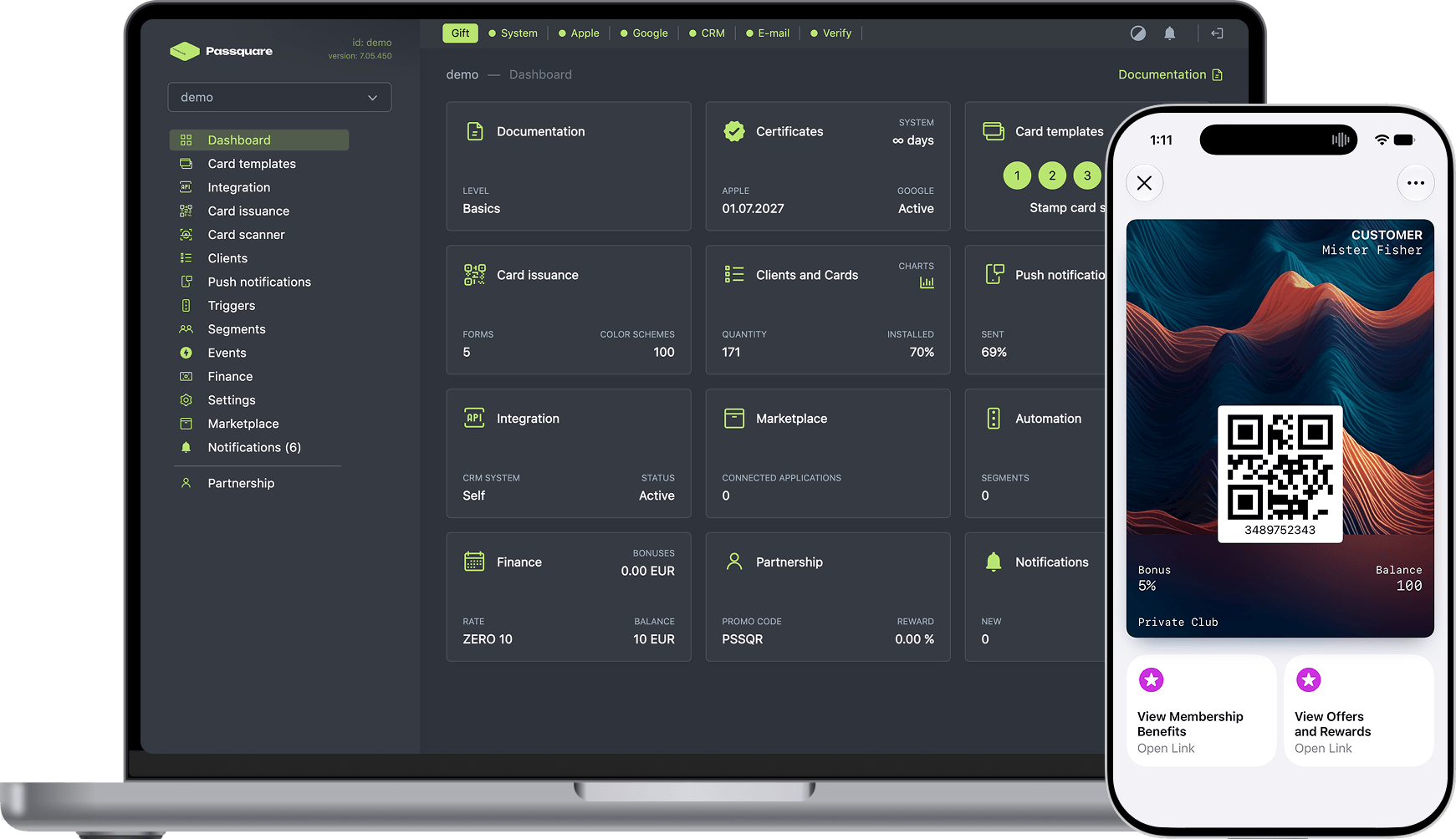 Passquare dashboard
