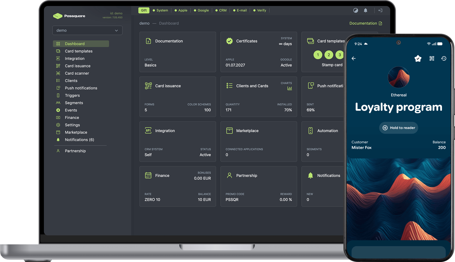 Passquare dashboard