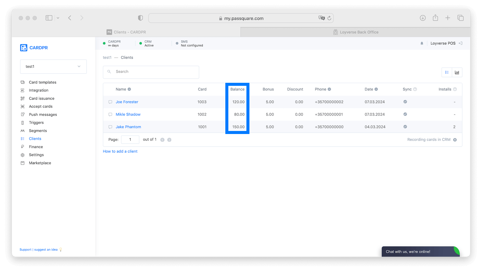 Wallet passes balances from Syrve