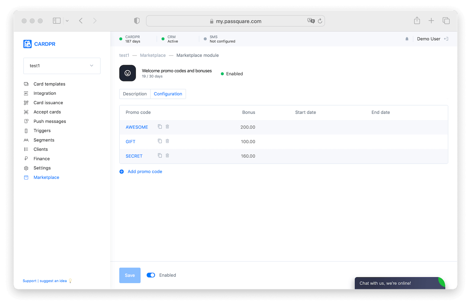 Welcome promo codes and bonuses for Apple Wallet Passes and Google Wallet Passes