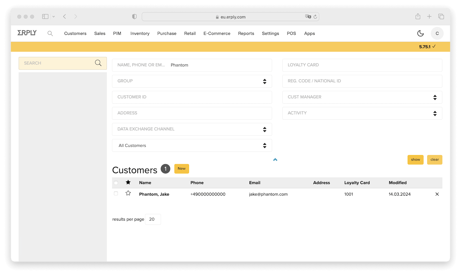 Wallet passes list in ERPLY